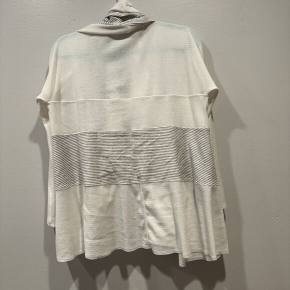Soft Surroundings Cardigan Sweater Open Front Raw Hem Lagenlook Women sz L White - Picture 6 of 7